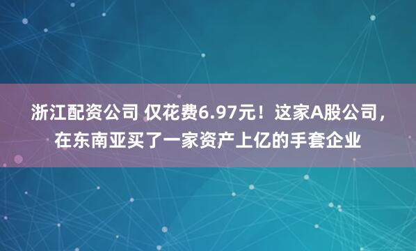 浙江配资公司 仅花费6.97元！这家A股公司，在东南亚买了一家资产上亿的手套企业