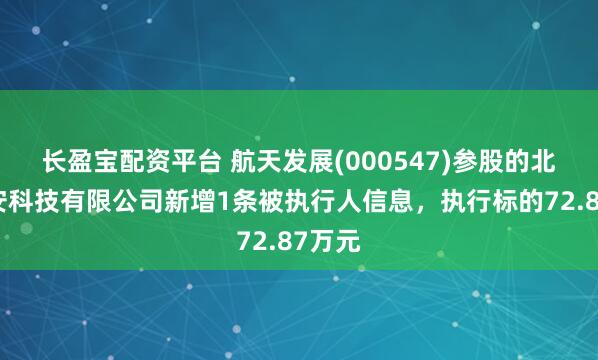 长盈宝配资平台 航天发展(000547)参股的北京锐安科技有限公司新增1条被执行人信息，执行标的72.87万元