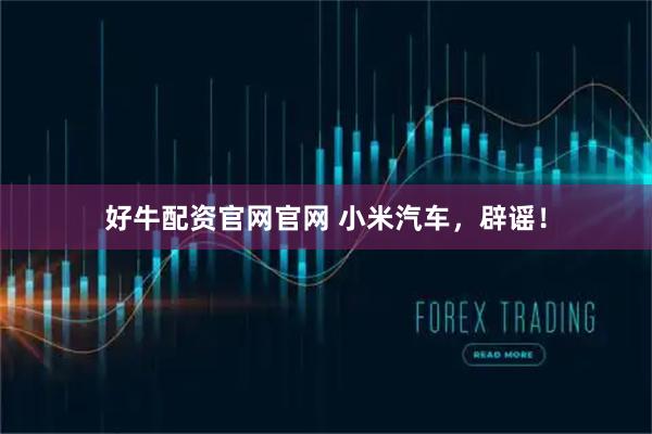 好牛配资官网官网 小米汽车，辟谣！